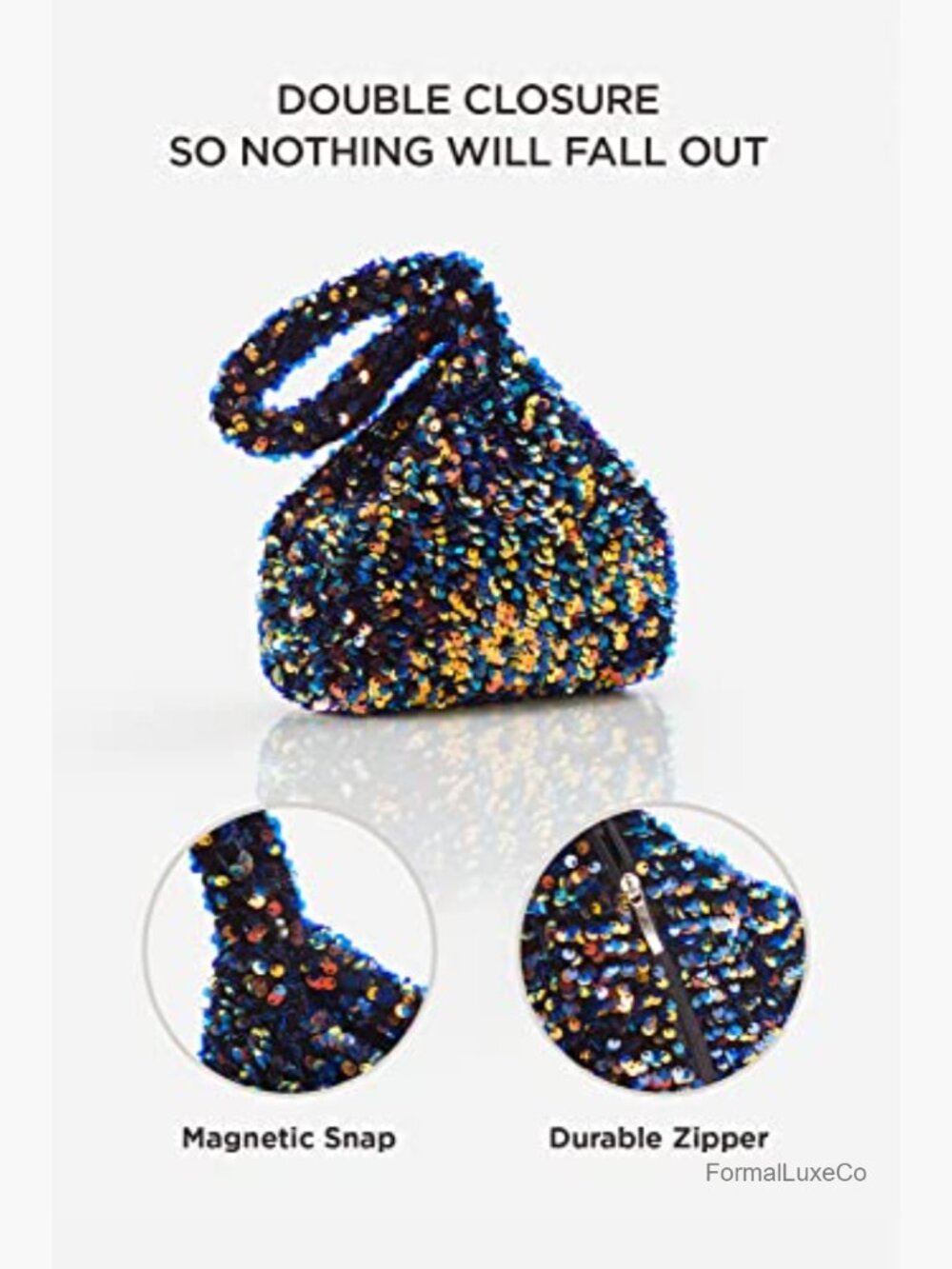 Vintage Sequin Glitter Triangle Clutch Evening Bag for Prom Wedding 1920s Party - Picture 4 of 6